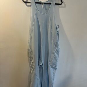 Altar'd State Light Blue Sleeveless Utility Romper with Side Pockets